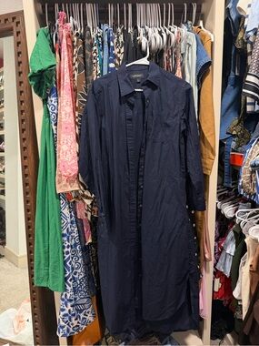 Banana Republic Navy Blue Maxi Shirt Dress with pockets